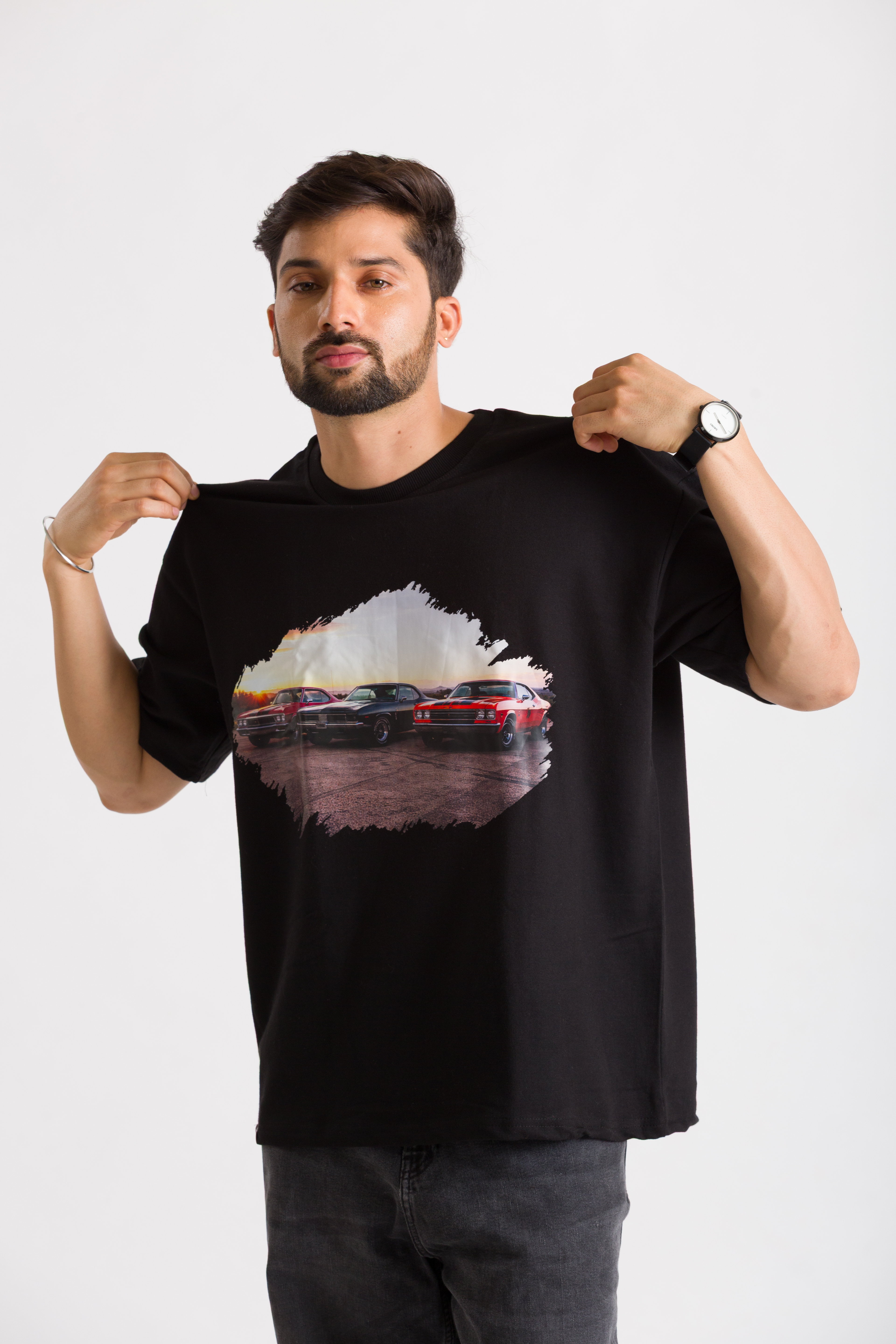 Dodge Charger Car Front Printed Oversized T-Shirt